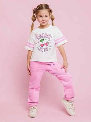 Футболка с коротким рукавом укороченная для девочки (0038_ЛС24)